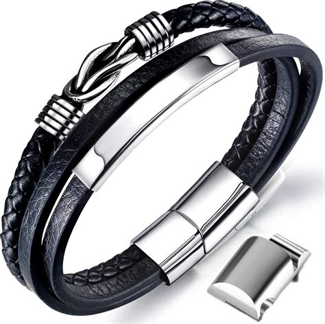 Bracciale in pelle di vitello in Nero da Uomo 